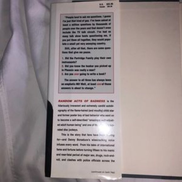 RANDOM ACTS OF BADNESS by DANNY BONADUCE Hardcover - Picture 4 of 5